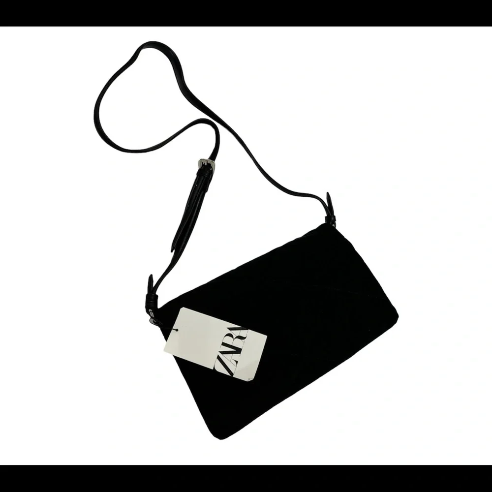 Zara Womens Crossbody Bag Black Quilt Shoulder Bag Purse Adjustable Strap New - Picture 9 of 13